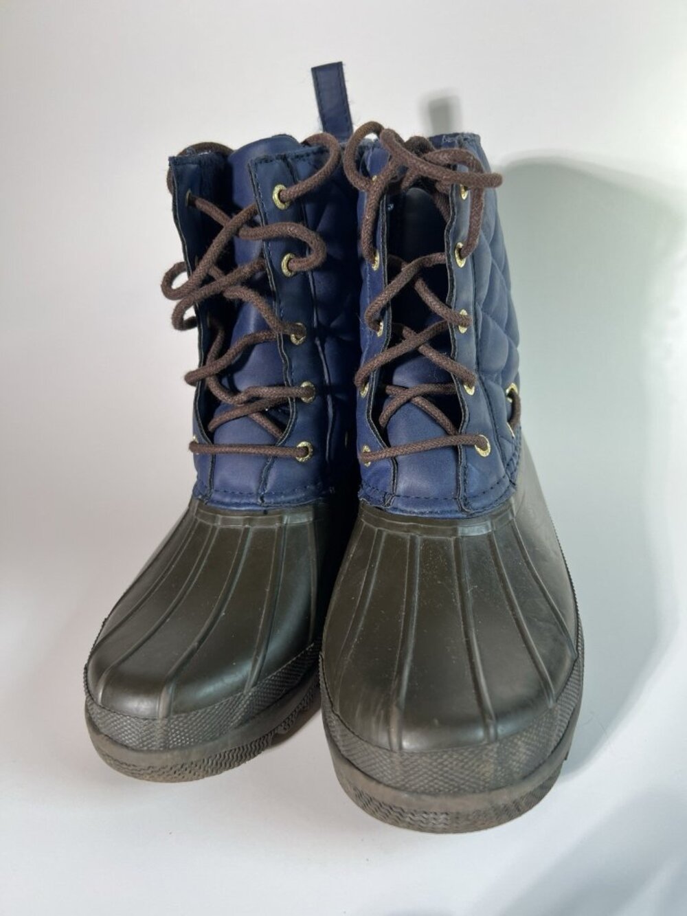 Sperry Duck Boots Womens 8 Blue Quilted Waterproof Lace Up Winter Rain
